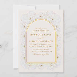 Invitación Elegant Ivory Floral with Gold Arch Frame wedding 