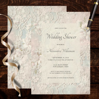 Invitación Elegant Ivory Lace Bridal Shower