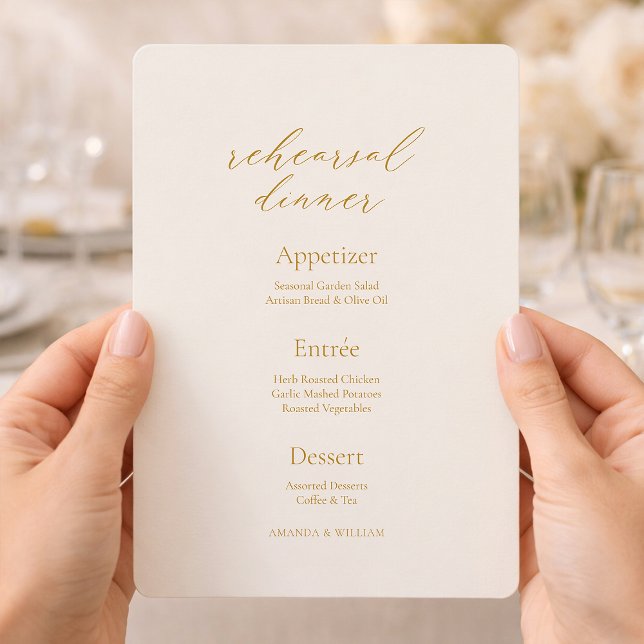 Invitación Elegant Ivory Rehearsal Dinner Menu Card (Subido por el creador)