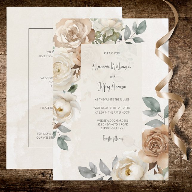 Invitación Elegant Ivory Roses Wedding Invitation (Subido por el creador)