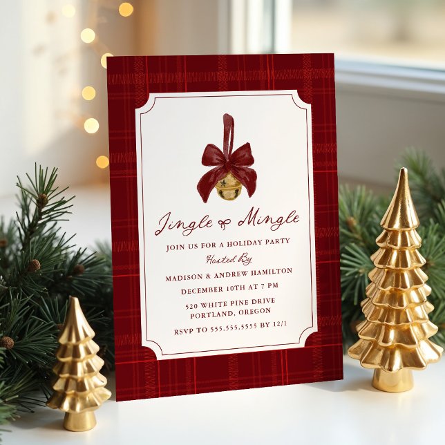 Invitación Elegant Jingle and Mingle Plaid Christmas Party (Subido por el creador)
