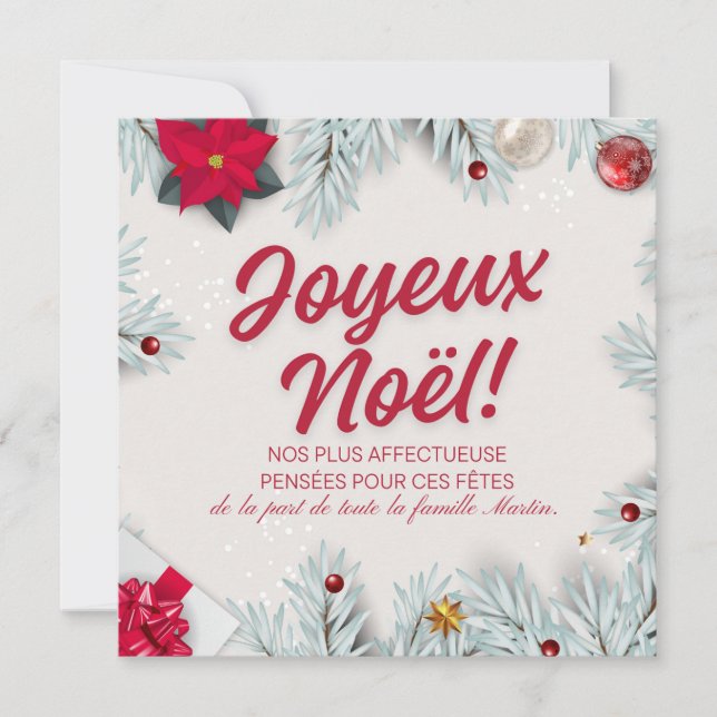Invitación Elegant Joyeux Noël Christmas Card Invitation (Anverso)