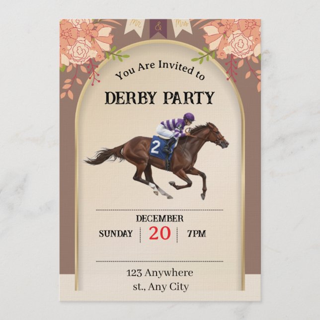 Invitación Elegant Kentucky Derby Horse Racing Invitation (Anverso)