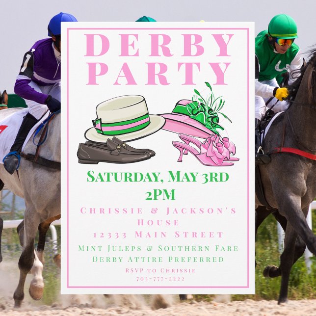 Invitación Elegant Kentucky Derby Party Hat & Heels Soiree  (Subido por el creador)