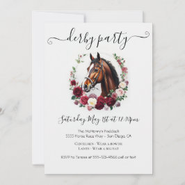Invitación Elegant Kentucky Derby Party Invitation Floral Hor
