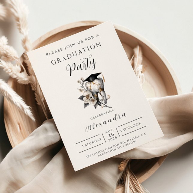 Invitación Elegant Kintsugi Floral Dental Graduation (Subido por el creador)
