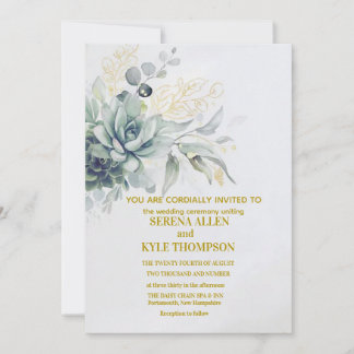 Invitación Elegant Laurel Wreath Monogram Typography Wedding