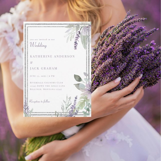Invitación Elegant Lavender Floral and Foliage Wedding  (Subido por el creador)