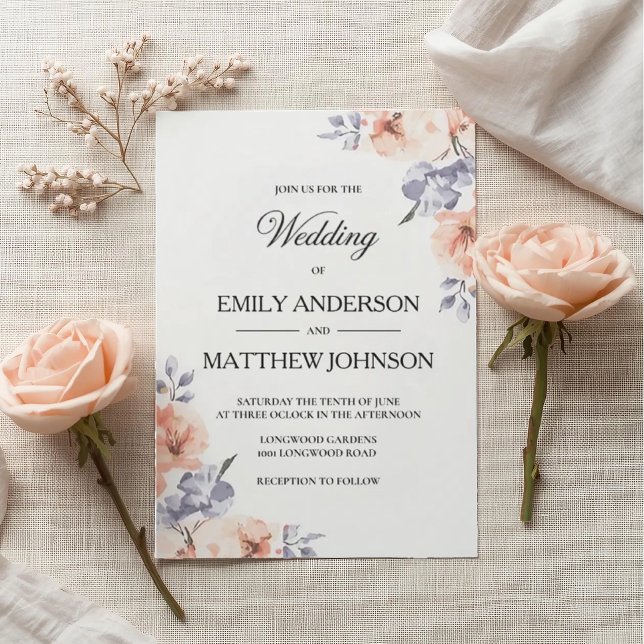 Invitación Elegant Lavender Watercolor Wedding Invitation (Subido por el creador)