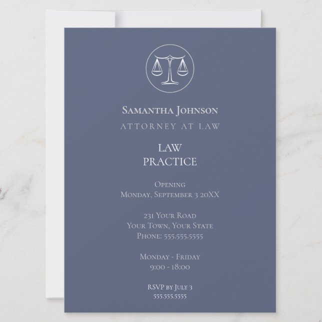 Invitación Elegant Law Practice Opening Announcement (Anverso)