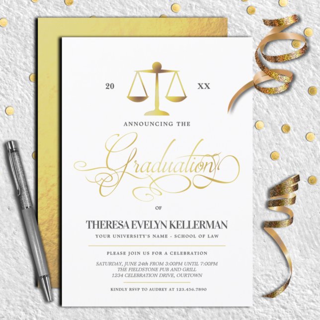 Invitación Elegant Law School Graduation Party Invitations (Subido por el creador)