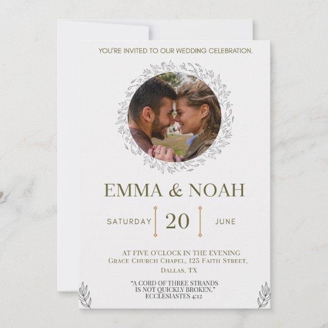 Invitación Elegant Leaf Arch Wedding Invitation with Ecclesia (Anverso)