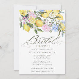 Invitación Elegant Lemon Floral Citrus Bridal Shower