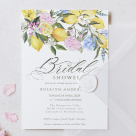 Invitación Elegant Lemon Floral Citrus Bridal Shower