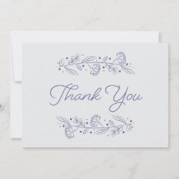 Invitación Elegant Light Blue Floral Vines Thank You Card