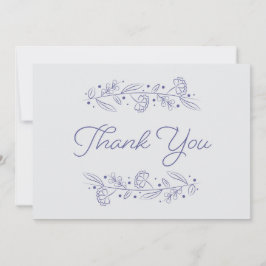 Invitación Elegant Light Blue Floral Vines Thank You Card
