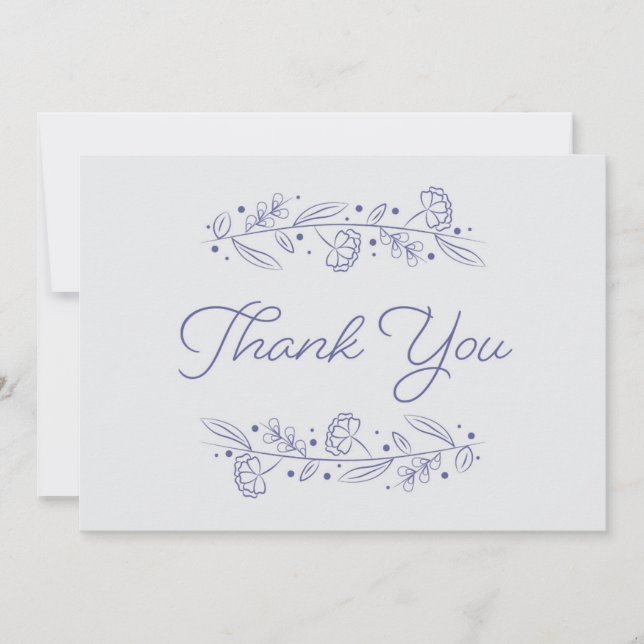 Invitación Elegant Light Blue Floral Vines Thank You Card (Anverso)