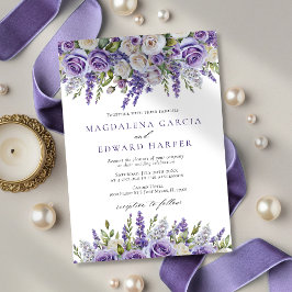 Invitación Elegant Light Purple Lavender Roses Floral Wedding