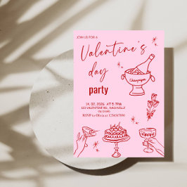 Invitación Elegant Line Art Valentine’s Day Party