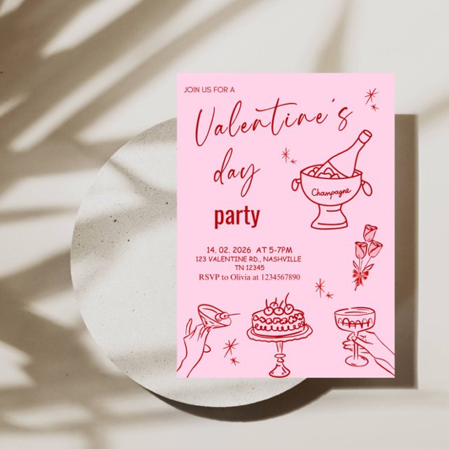 Invitación Elegant Line Art Valentine’s Day Party (Subido por el creador)