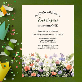 Invitación Elegant Little Wildflower 1st Birthday Party