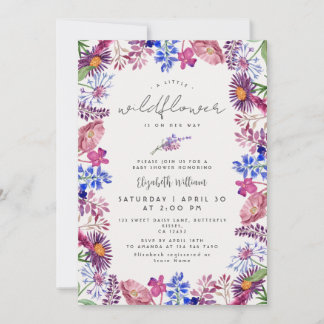 Invitación Elegant Little Wildflower Watercolor Baby Shower