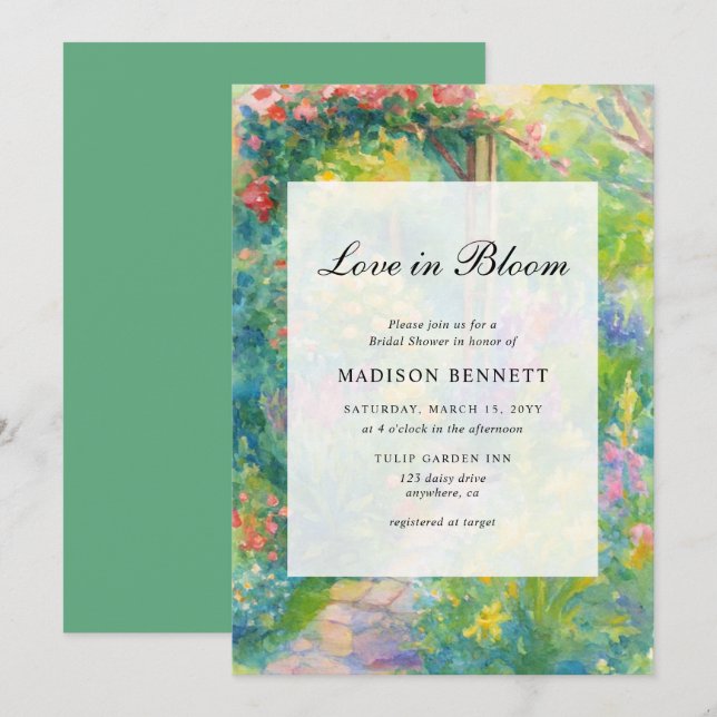 Invitación Elegant Love In Bloom Garden Bridal Shower (Anverso / Reverso)