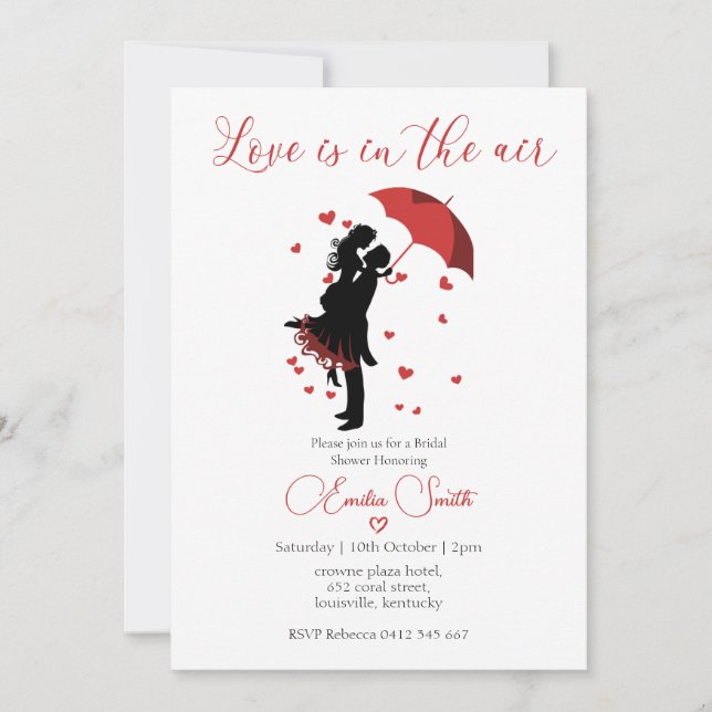 Invitación Elegant Love is in the air  bridal shower  (Anverso)
