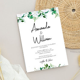 Invitación Elegant Lush White Floral and Greenery Wedding
