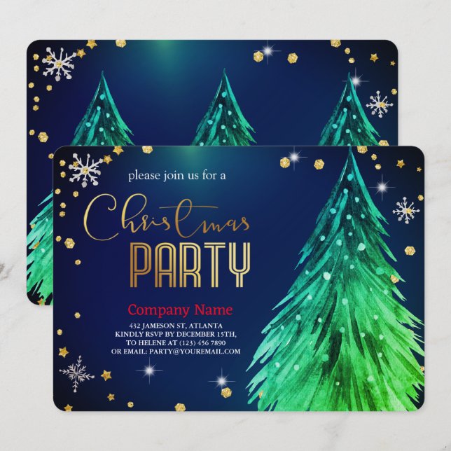 Invitación Elegant  Magical Christmas  Pines Festive (Anverso / Reverso)