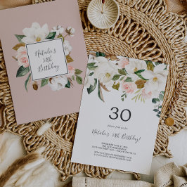 Invitación Elegant Magnolia | White and Blush 30th Birthday