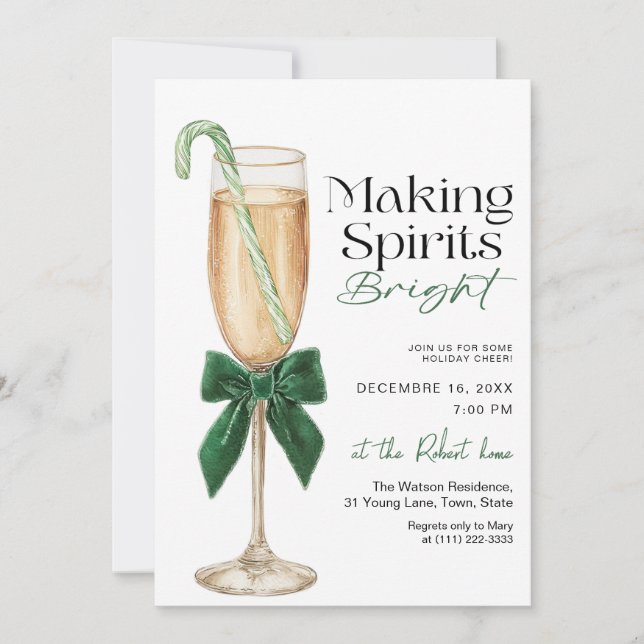 Invitación Elegant Making Spirits Bright Holiday party (Anverso)