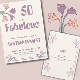 Invitación Elegant Mauve Art Nouveau Fabulous 50 Birthday