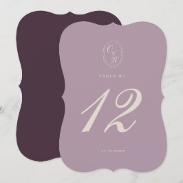 Invitación Elegant Mauve Plum Die Cut Table Number