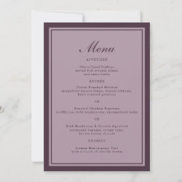 Invitación Elegant Mauve Plum Wedding Dinner Menu Card