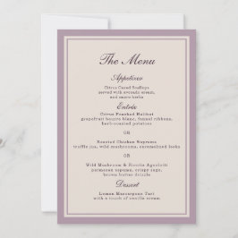 Invitación Elegant Mauve Plum Wedding Menu Card