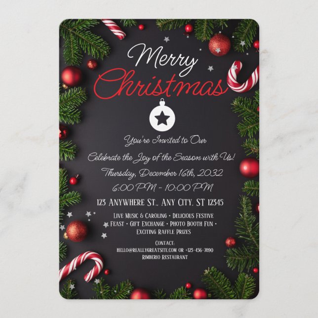 Invitación Elegant Merry Christmas Holiday Greeting Card (Anverso)