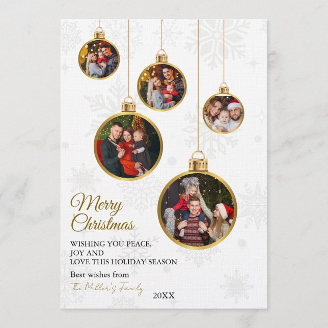 Invitación Elegant Merry Christmas Ornament Photo (Anverso)