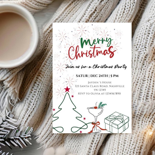 Invitación Elegant Merry Christmas Party - Festive Holiday  (Subido por el creador)