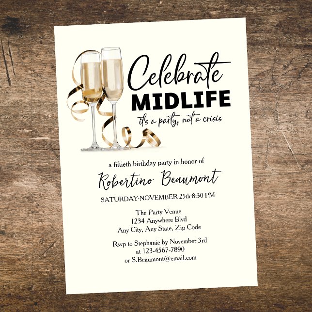 Invitación Elegant Midlife Celebration Glasses 50th Birthday (Subido por el creador)