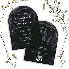 Invitación Elegant Midnight Rose Floral All in One Wedding