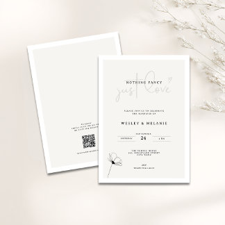 Invitación Elegant Mimimal Flower Nothing Fancy Wedding