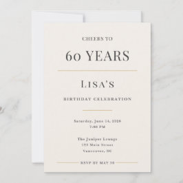 Invitación Elegant Minimal 60th Birthday Celebration