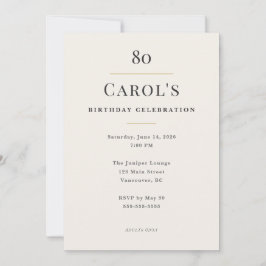 Invitación Elegant Minimal 80th Birthday Celebration