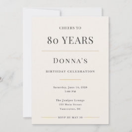 Invitación Elegant Minimal 80th Birthday Celebration