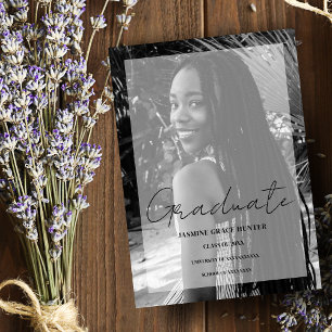 Invitación Elegant Minimal Black & White Photo Graduation