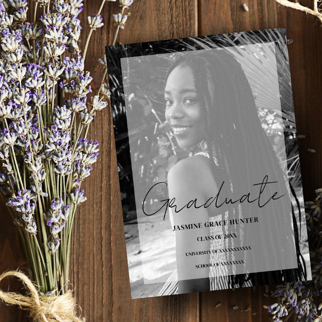 Invitación Elegant Minimal Black & White Photo Graduation (Subido por el creador)