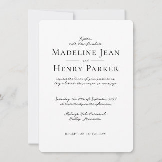 Invitación Elegant Minimal Black White Photo Wedding