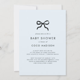 Invitación Elegant Minimal Bow Boy Baby Shower Invitation
