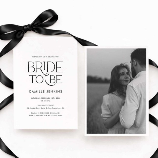 Invitación Elegant Minimal Bridal Shower Photo Invitation (Modern Elegant Bride to Be Photo Invitation)